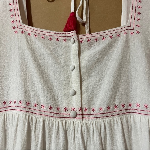 Oak Meadow | Poema Dress Embroidered Tiered Maxi Dress White Pink Size XS - Picture 6 of 16
